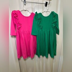 Mila & Rose Bright Soft Ruffle Twirl Dress - Pink & Green Bundle Size 5/6